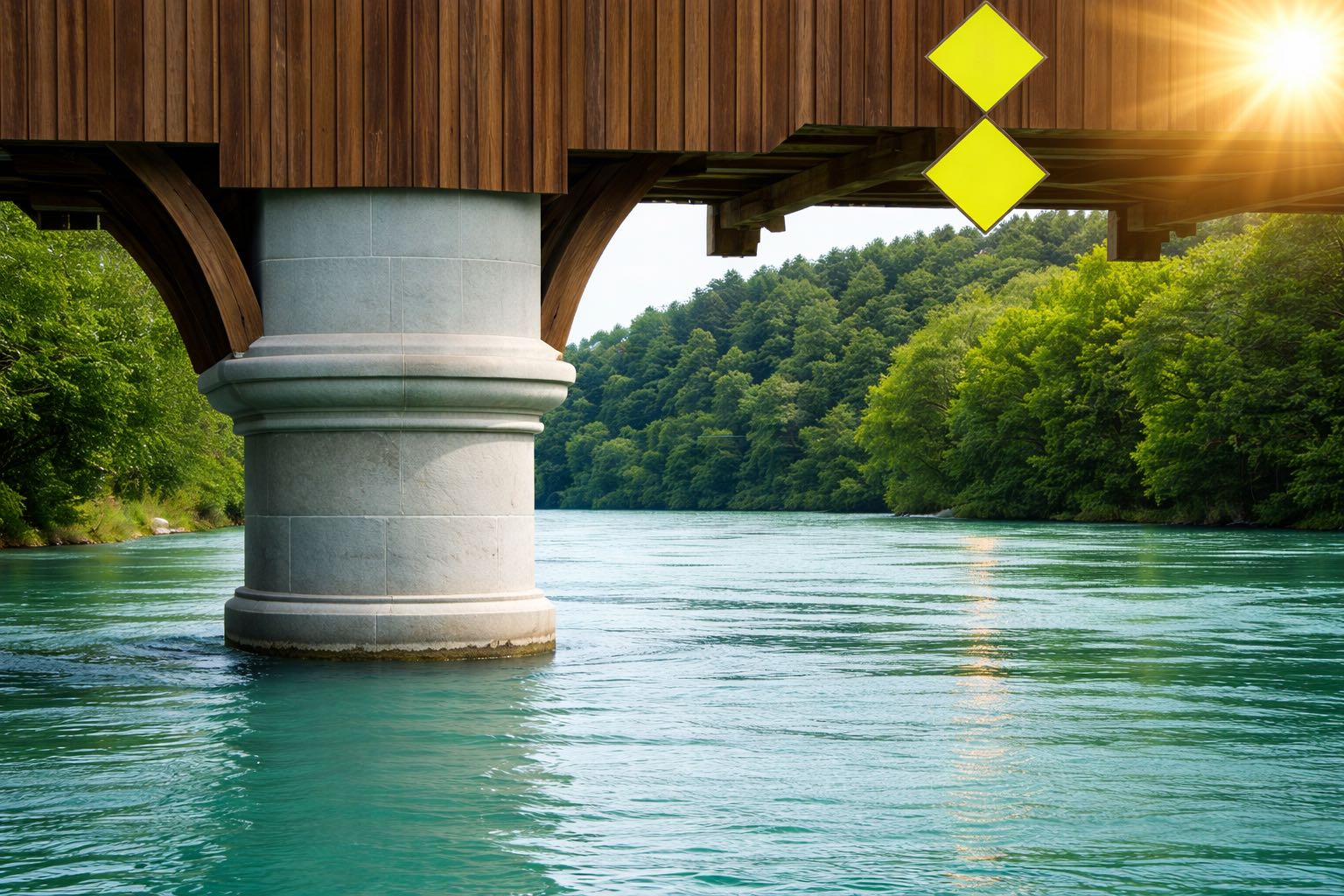 Passe recommandée des ponts dans le seul sens indiqué